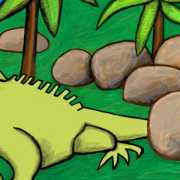 Smuckles is scared of the iguana