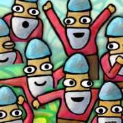 Eight gnomes were gathered in the garden