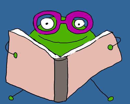 Drawings from the home page photograph. One green monster sat down with a very large book.