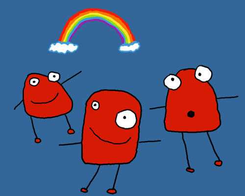 Drawings from the home page photograph. Three red monsters went flying into the sky today.