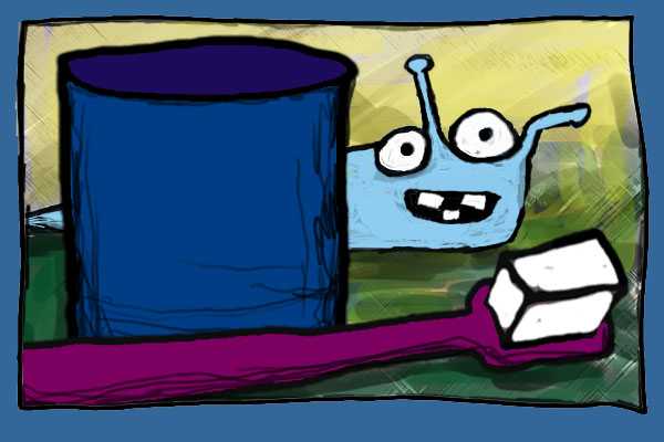Sluggo the Slug and friends photograph. Sluggo needs to brush his teeth, just like you and me.