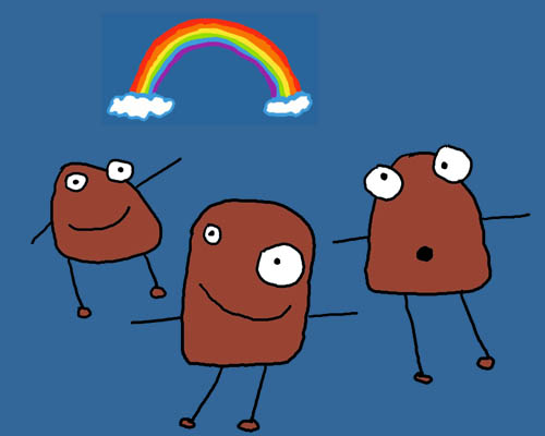 three red monsters fly off into the sky, today