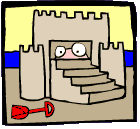 Ralph likes to build sandcastles. Don't forget your red shovel,
Ralph!